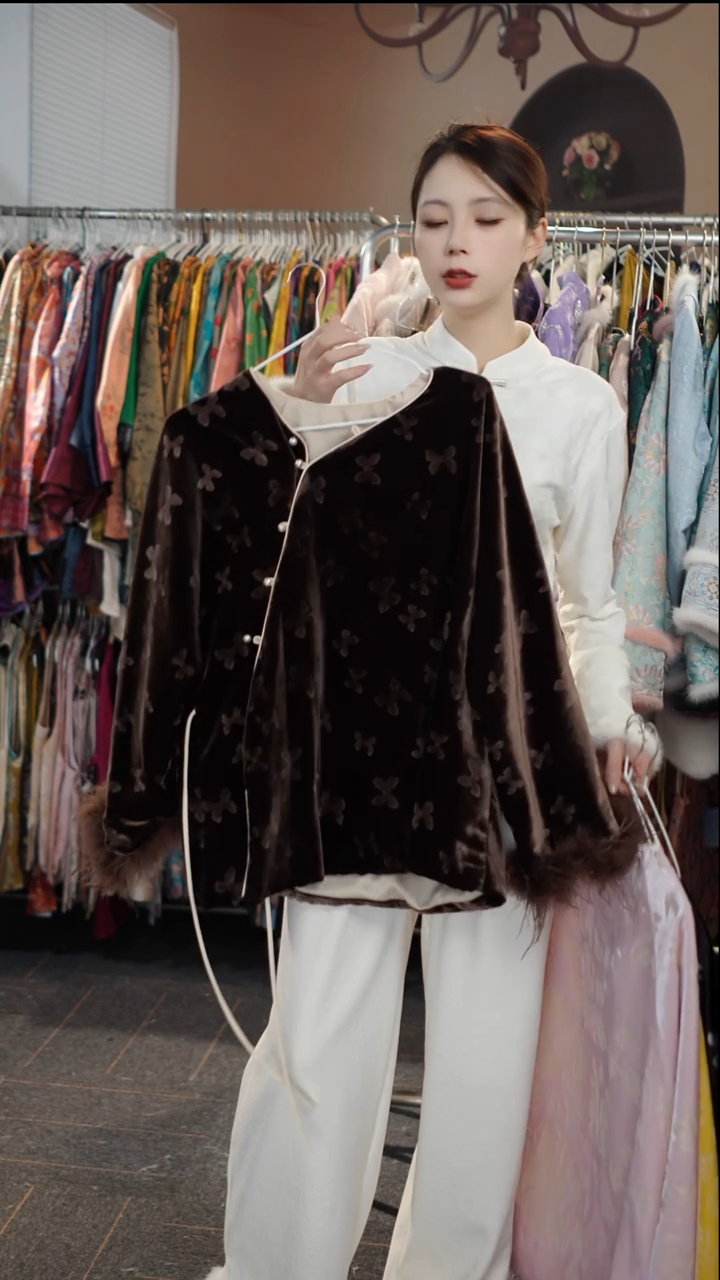 咖色蝴蝶    夹棉  