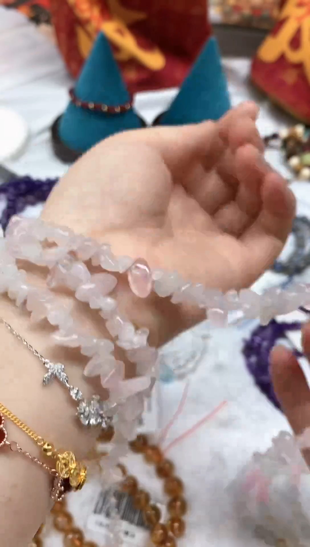 【闪购商品】水晶手链未镶嵌粉水晶碎石40cm一条