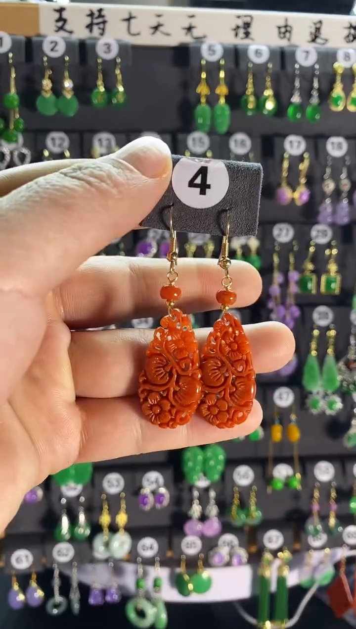 【闪购商品】翡翠耳饰银S925镶嵌4....