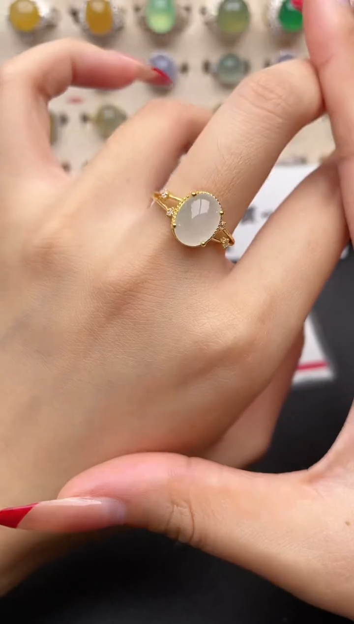 【闪购商品】翡翠戒指银S925镶嵌一物一证一礼盒