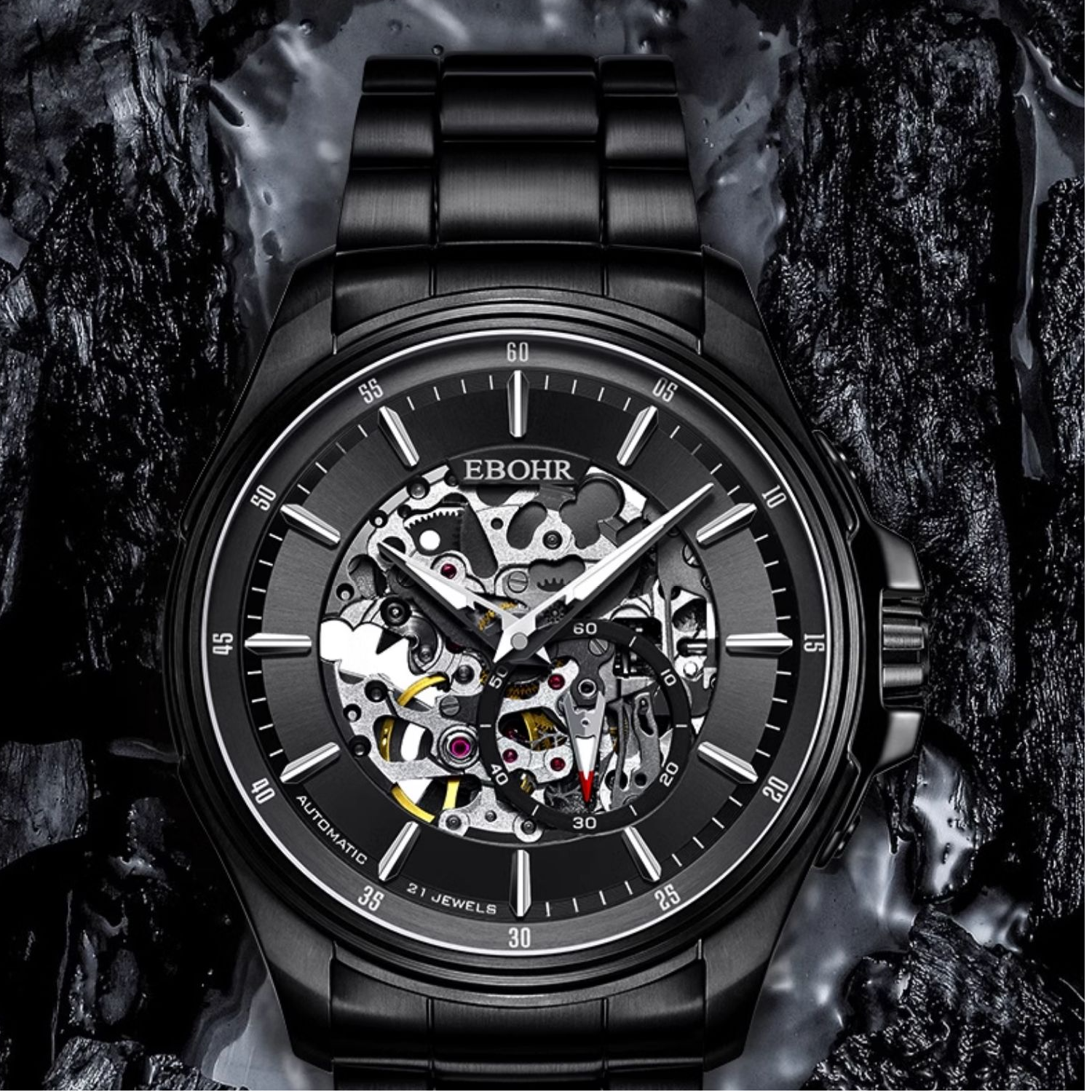 依波手表男探索者系列全自动机械表镂空夜光手表防水男士手表5128