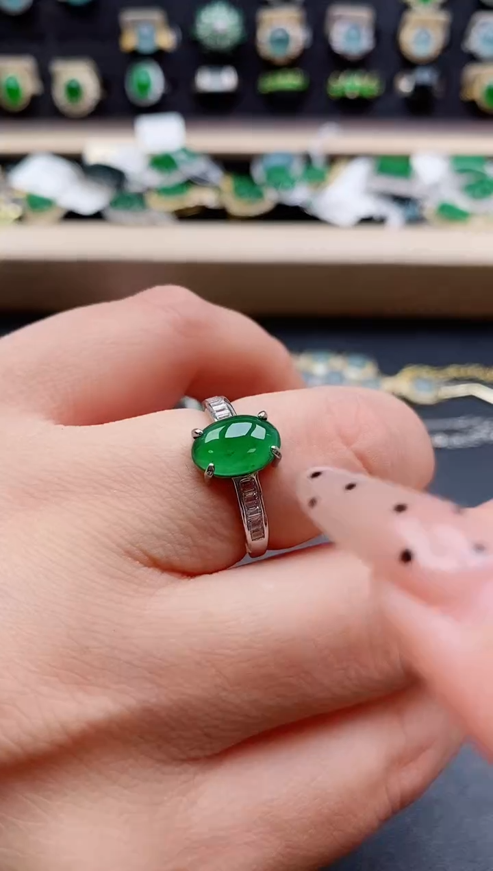 银S925镶嵌戒指翡翠1