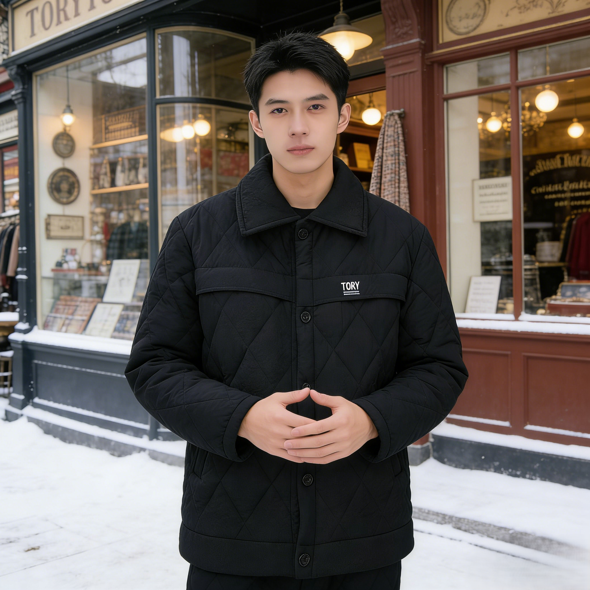 新款冬季男士轻奢睡衣套装三层夹棉加厚家居服防风防水羽绒料0323