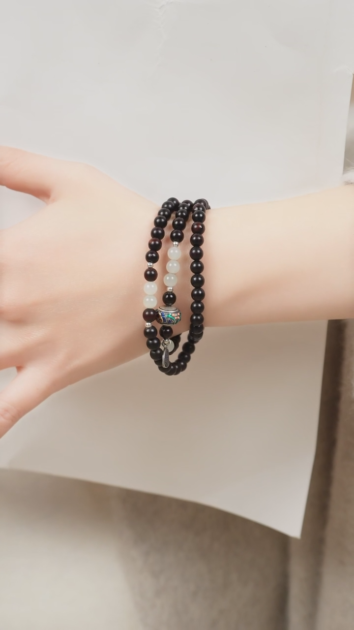 手串檀香紫檀（小叶紫檀）未镶嵌三圈小叶紫檀