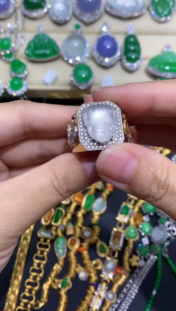 翡翠戒指18K金镶嵌606-春日珠宝