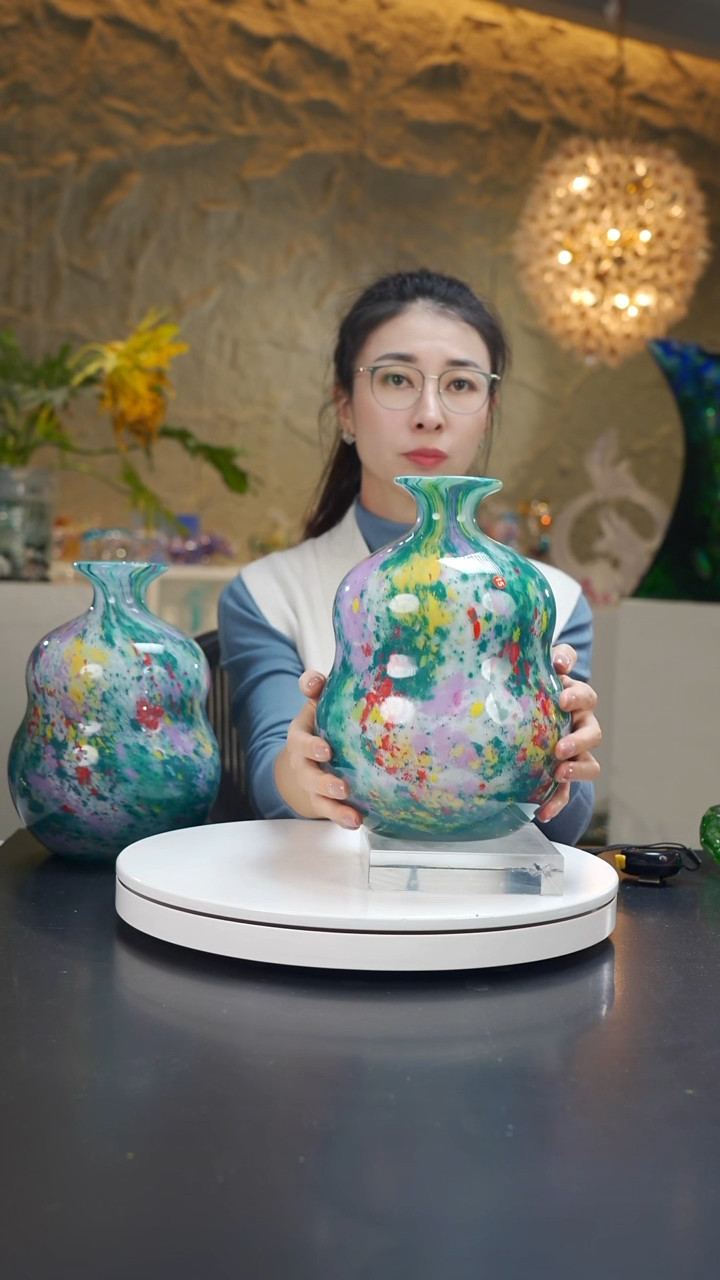 手工艺品琉璃莫奈花园葫芦设计花器15号