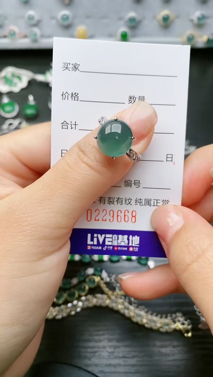 【闪购商品】翡翠戒指银S925镶嵌9668