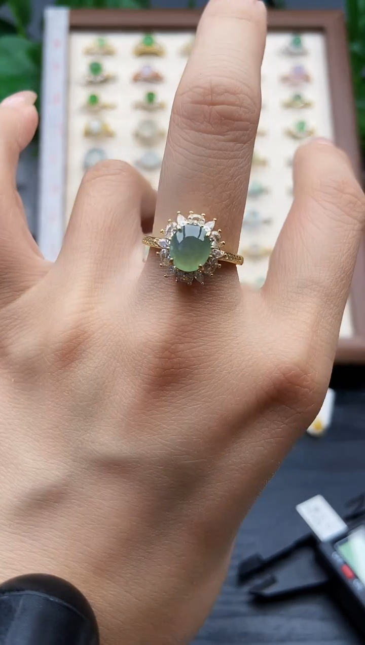 银S925镶嵌戒指翡翠12