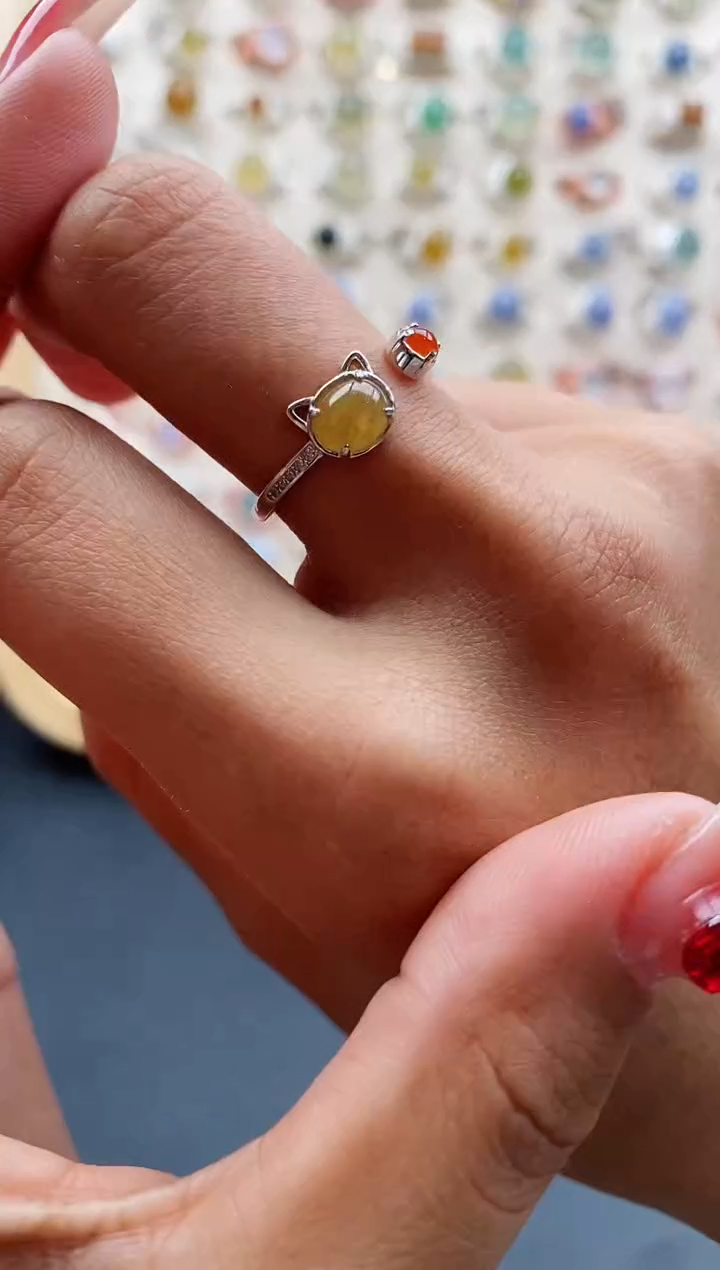 【闪购商品】翡翠戒指银S925镶嵌缅甸天然A货翡翠111 4+8