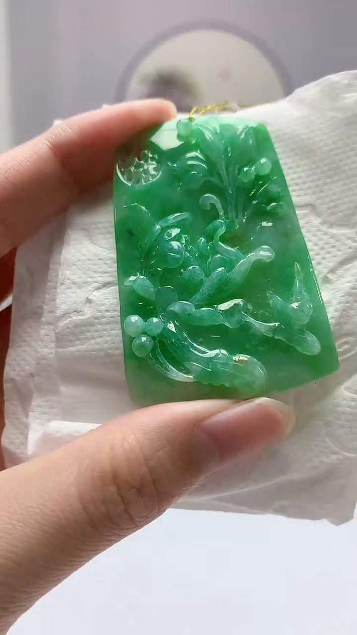 【闪购商品】定制翡翠未镶嵌4868zm-毛货挂件268花