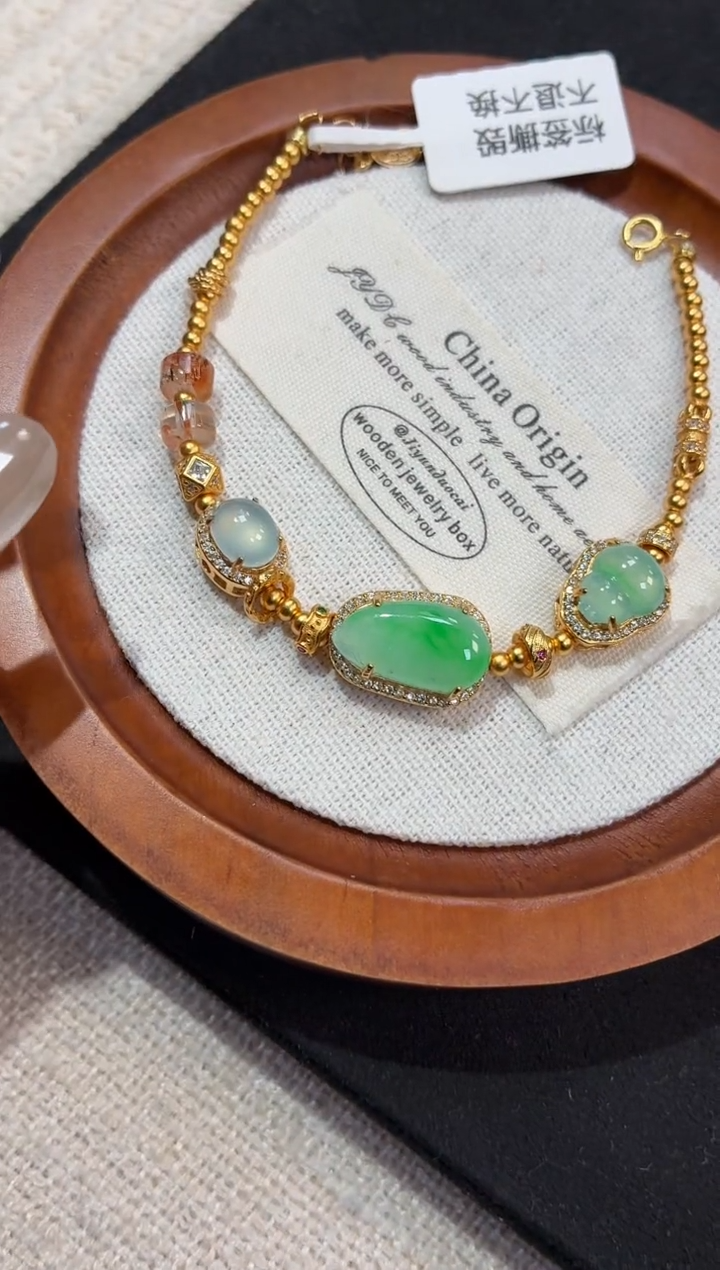 银S925镶嵌手串翡翠手串