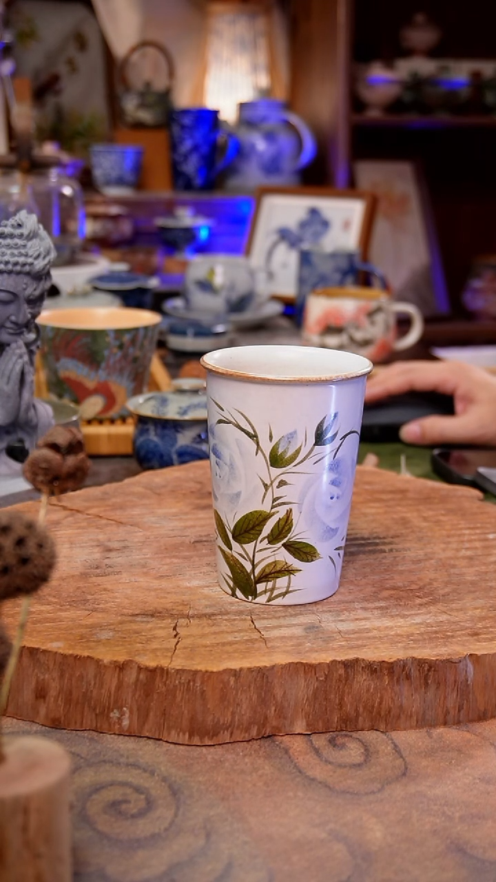 杯子玫瑰手工手绘手工手绘