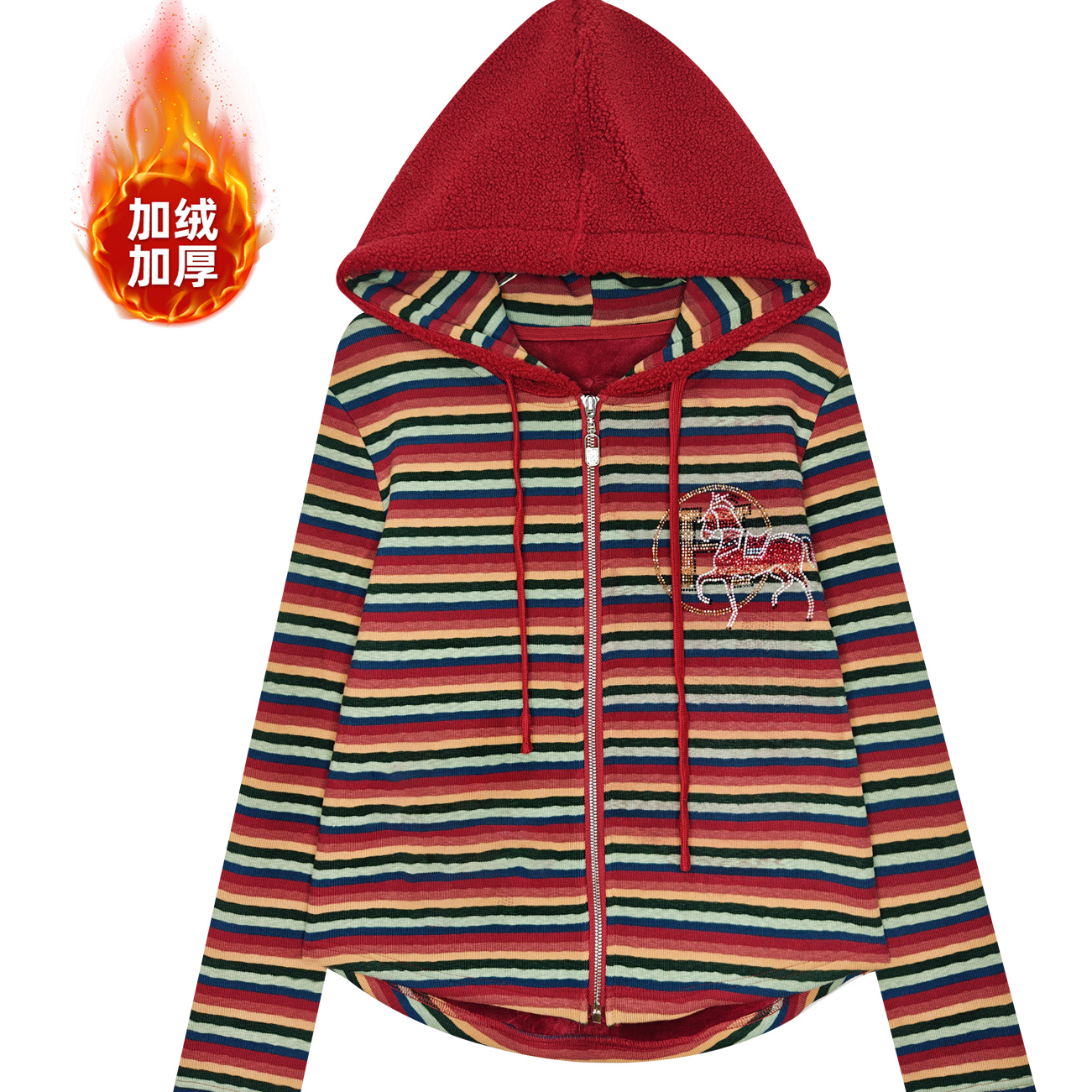 微姐专属秋冬烫钻彩马保暖时尚设计师外套WT4089