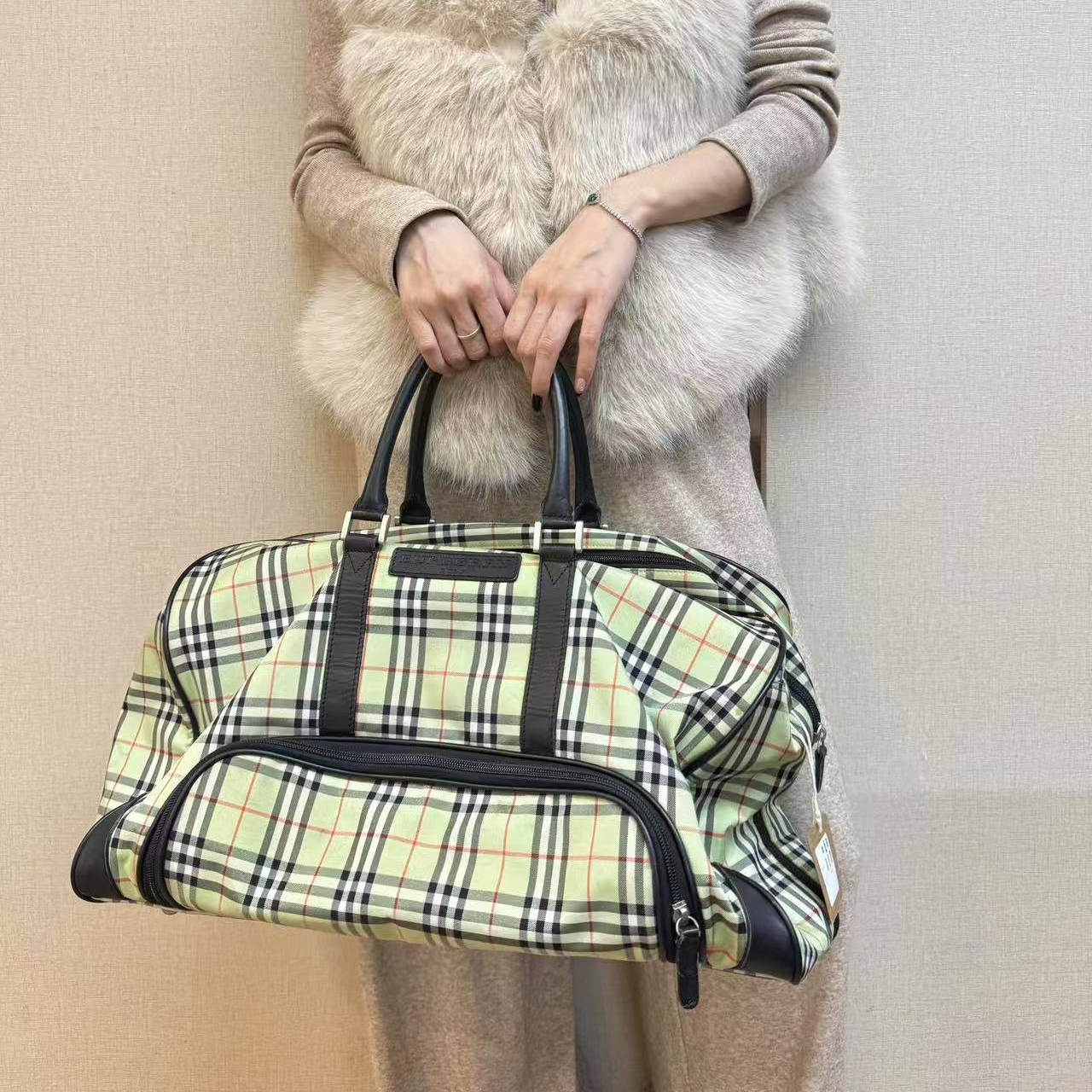95新 BURBERRY/博柏利 巴宝莉格纹旅行包/甜甜精选/H21563