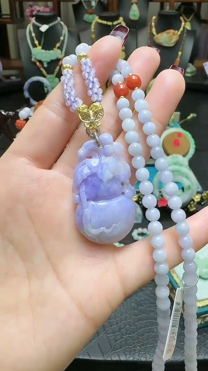 【闪购商品】翡翠颈饰未镶嵌天然紫翡葫芦