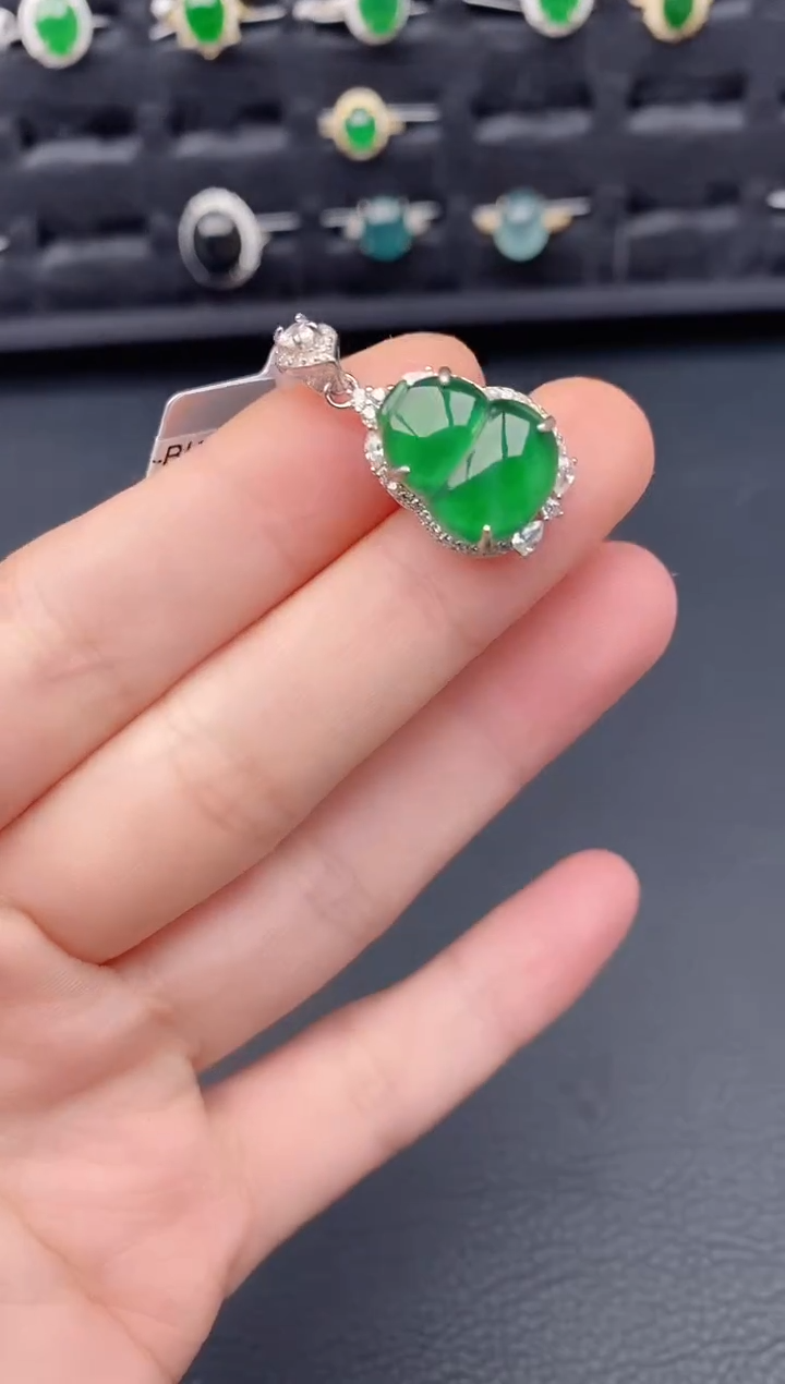 颈饰银S925镶嵌翡翠天然a货翡翠219