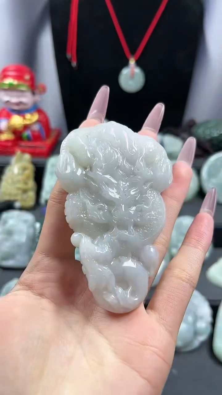 【闪购商品】翡翠颈饰未镶嵌双面雕龙牌