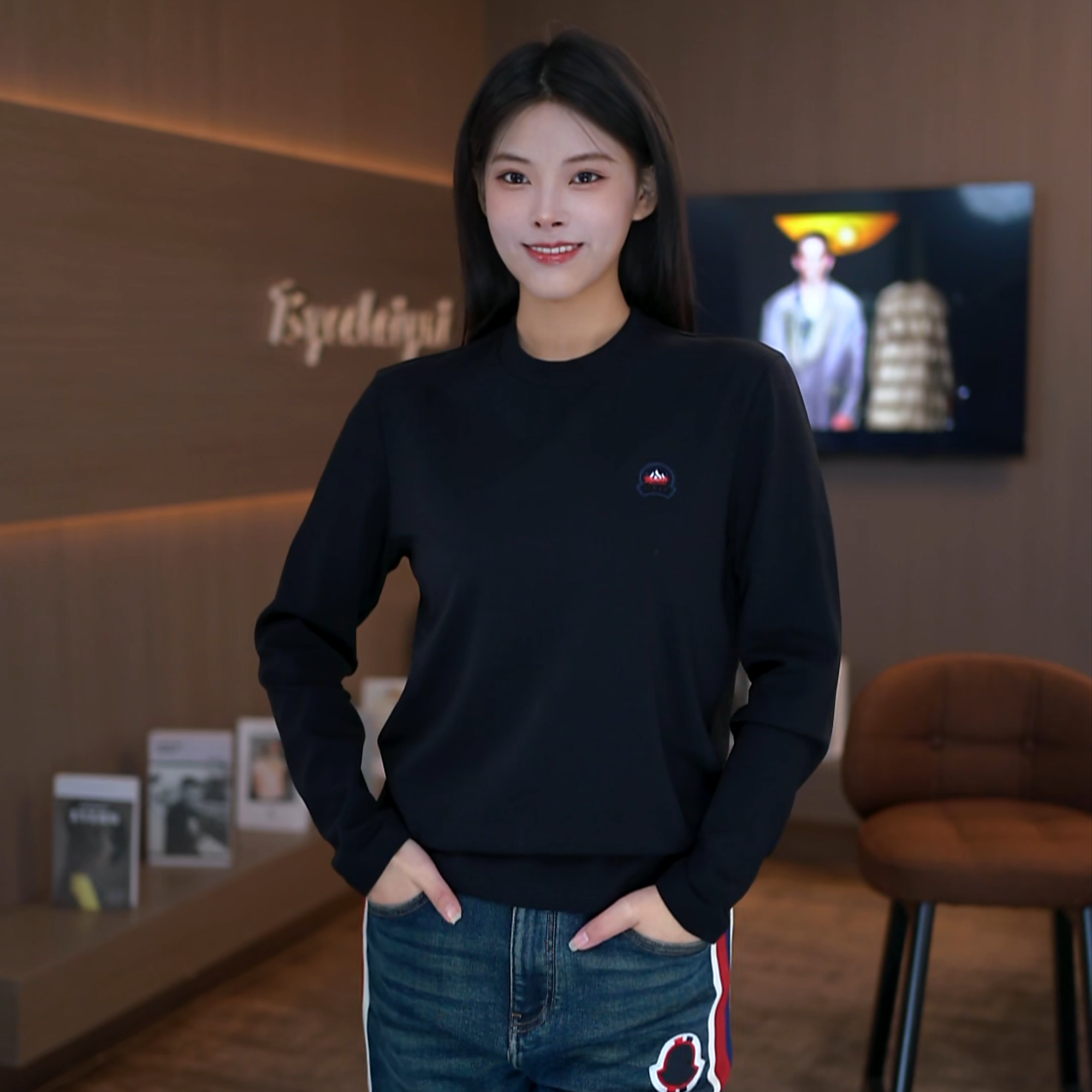 ICE COOREL/酷睿冰尊加绒长袖打底衫撞色时尚圆领百搭柔软男卫衣