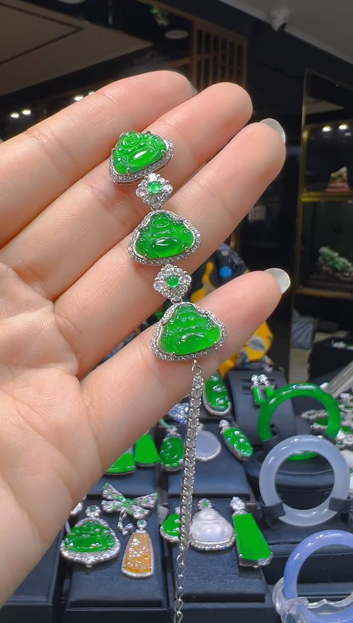 银S925镶嵌手链翡翠024(多样性发货发其一)