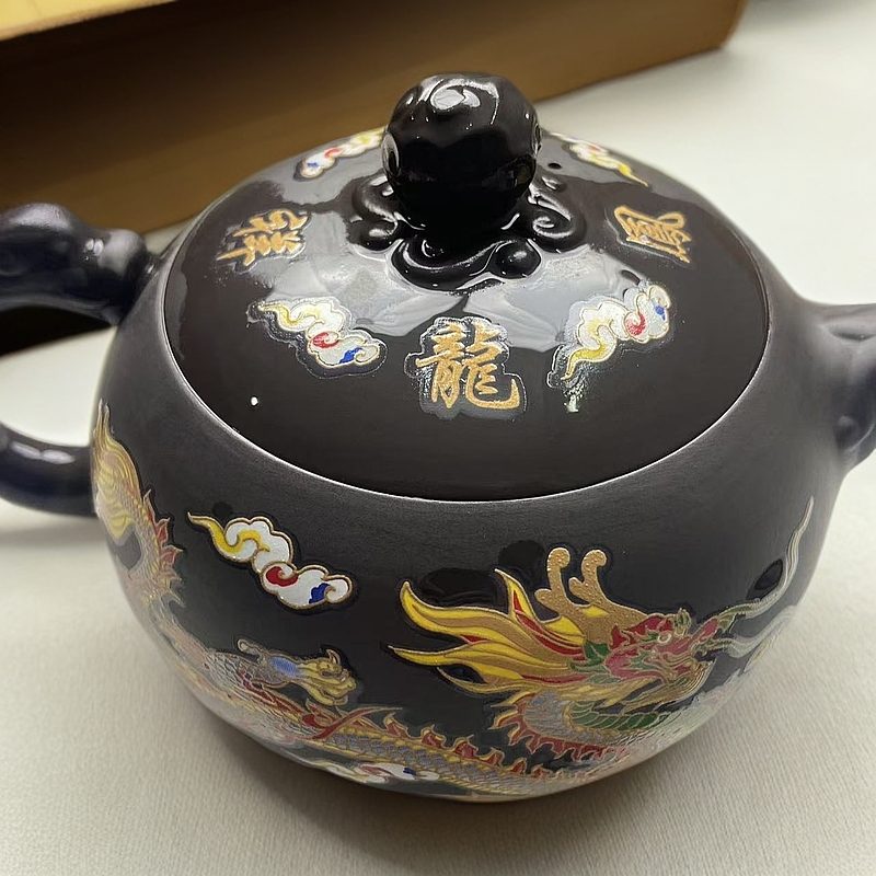 【闪购商品】G紫砂龙凤呈祥西施壶（遇热变色）大容量