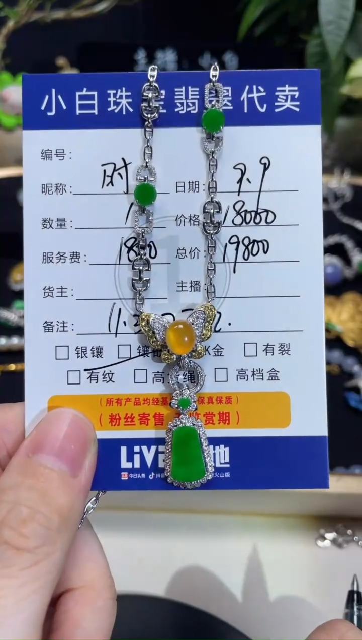套链18K金镶嵌翡翠时**苒套链