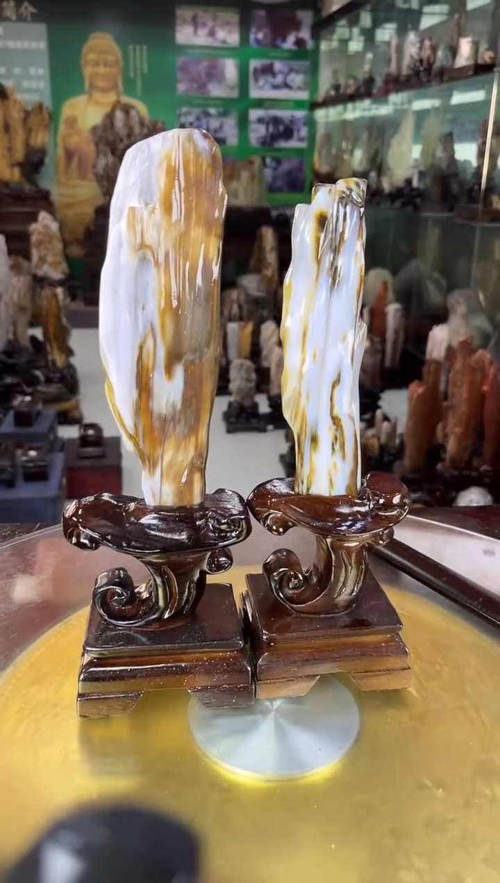 缅甸天然树化玉摆件精品