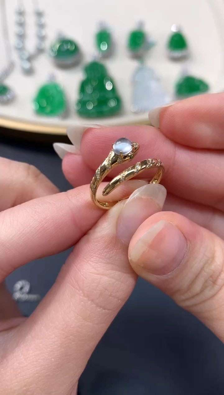 【闪购商品】翡翠戒指18K金镶嵌戒指A16|2880