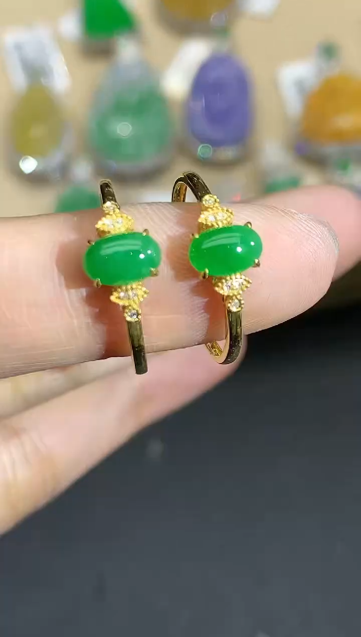 【闪购商品】翡翠戒指18K金镶嵌4666多样性发其一