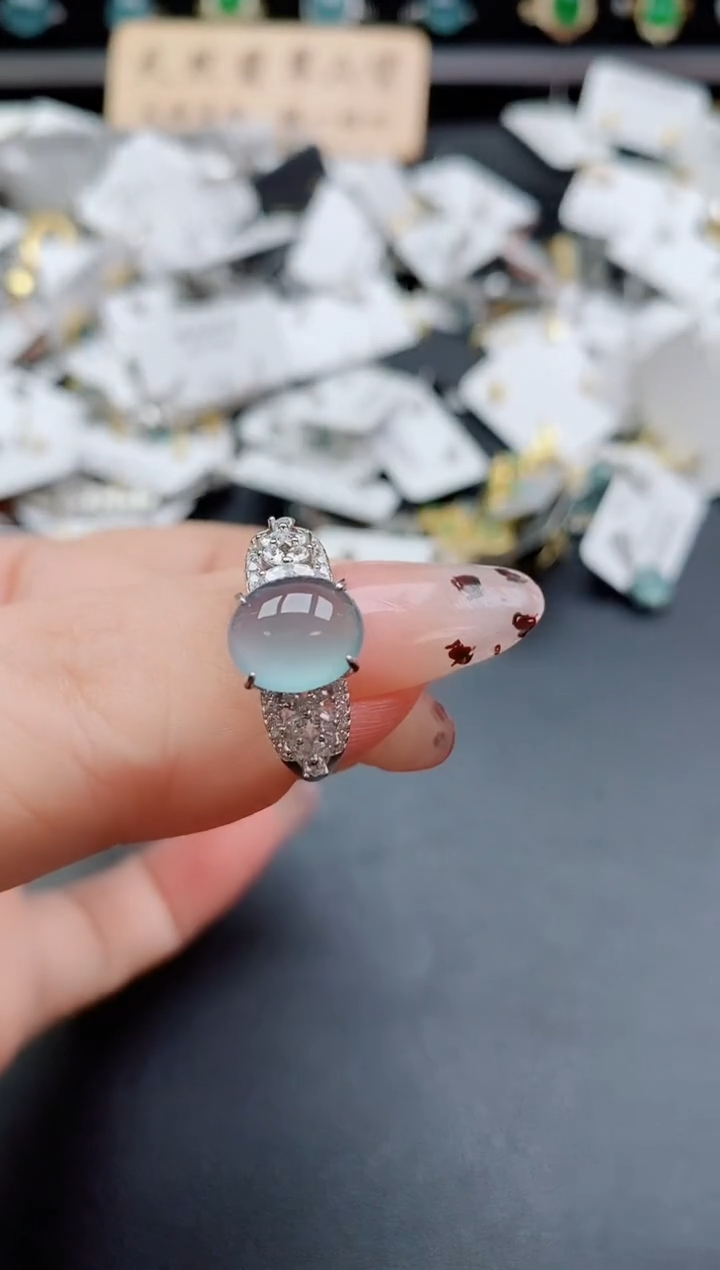 银S925镶嵌戒指翡翠1