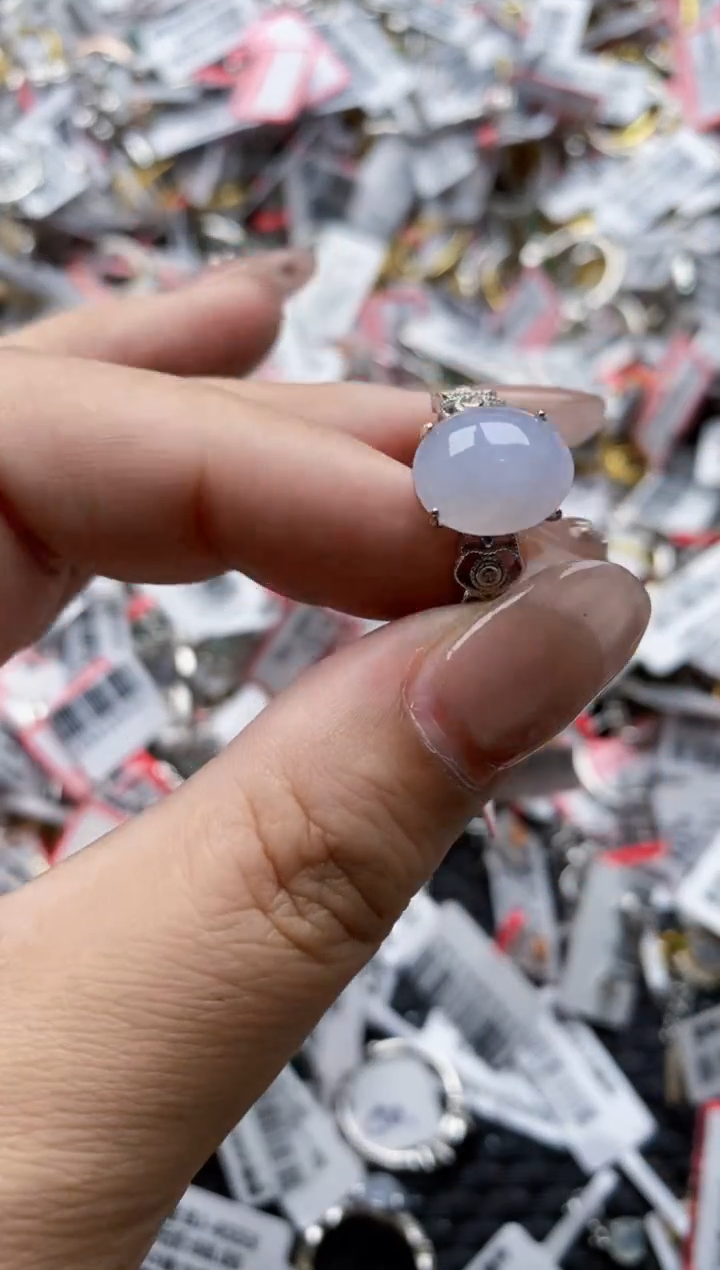 【闪购商品】翡翠戒指银S925镶嵌6666---7