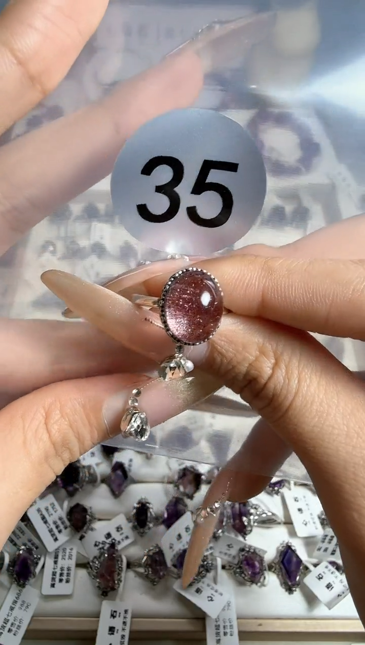 【闪购商品】水晶戒指银S925镶嵌红超七高货戒指35号