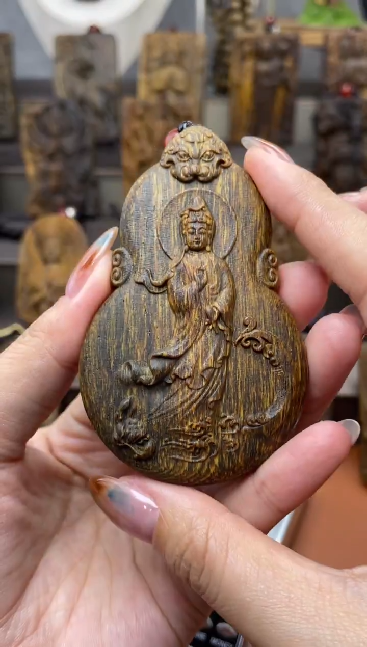 木木雕款芽庄 葫芦观音8cm送养香瓶