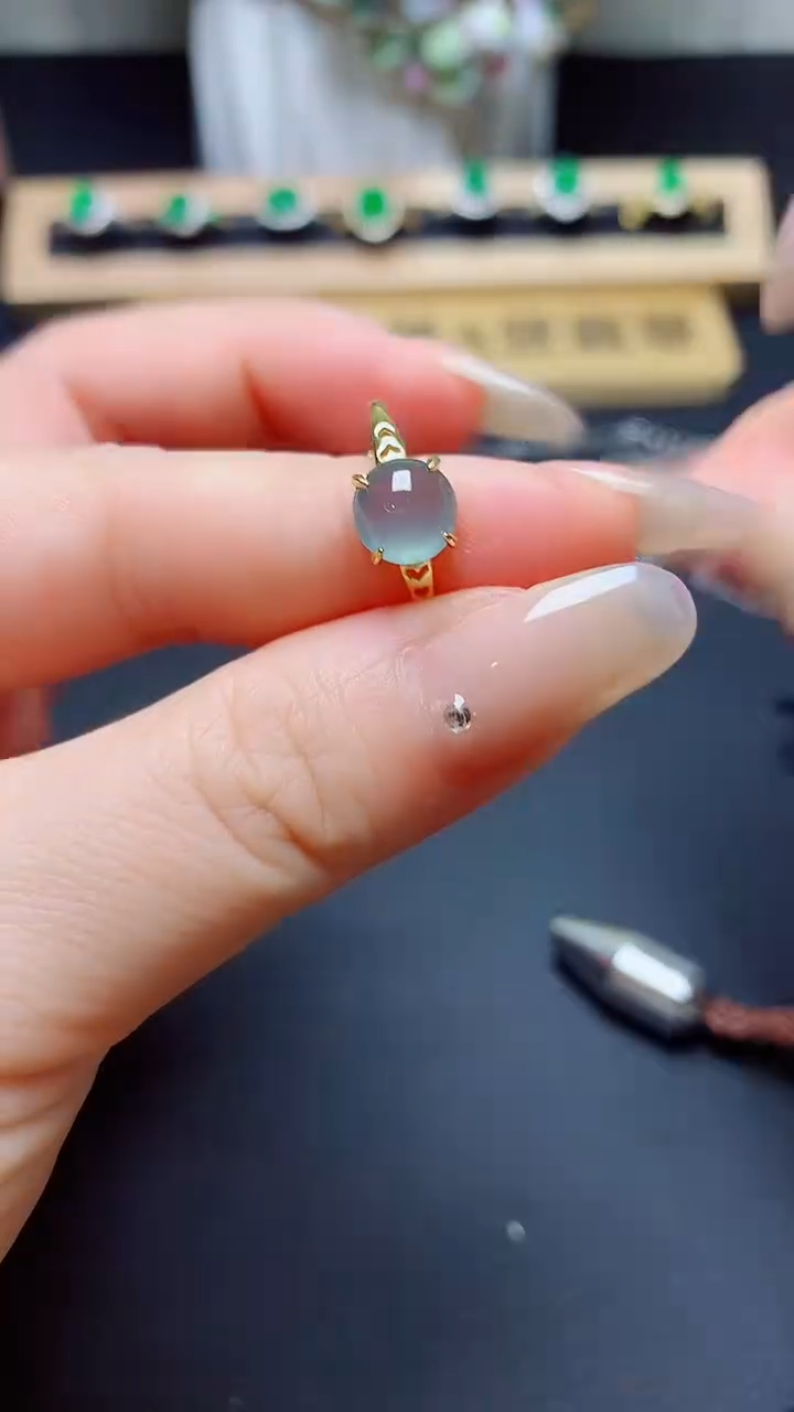 翡翠戒指银S925镶嵌 天然翡翠A货s925银镶