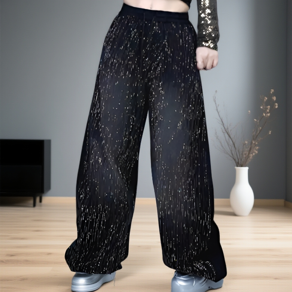 2560款满钻阔腿裤宽松渐变女款爆款新款过年正宗跳舞裤子