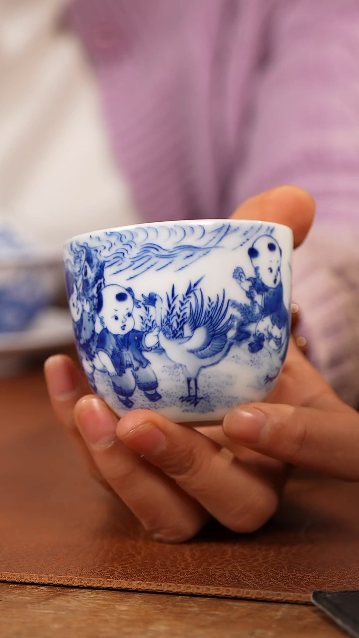 【闪购商品】杯九段妙手青花童子杯