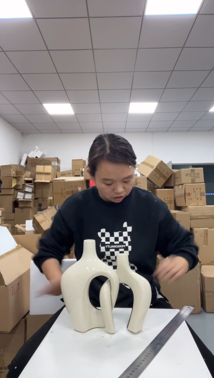 树脂流转花瓶套装-黑白款
