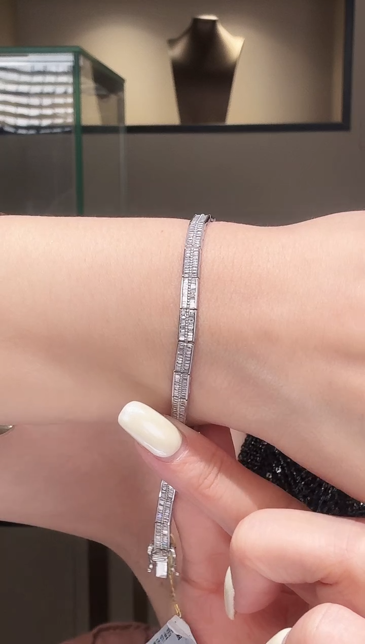 铂Pt950镶嵌手链钻石3克拉满钻手链