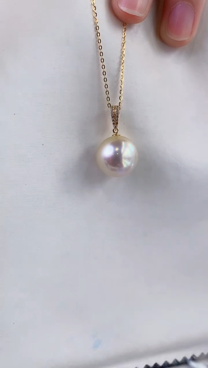 【闪购商品】海水珍珠吊坠(不含链)18K金镶嵌14-15海水珍珠吊坠