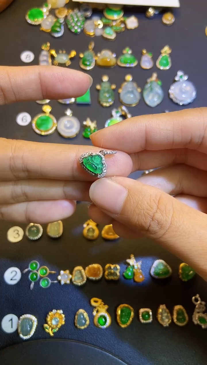 吊坠(不含链)银S925镶嵌翡翠1