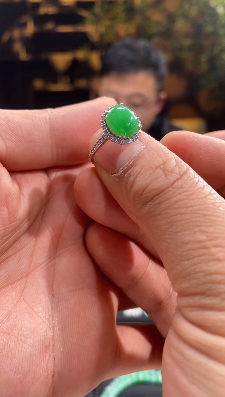 【闪购商品】翡翠戒指银S925镶嵌011908-天然翡翠a货戒指