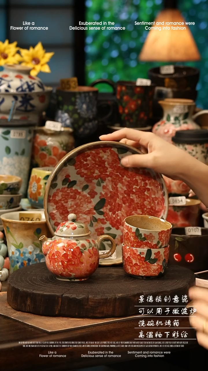 陶瓷景德镇高温釉下彩手工手绘款式