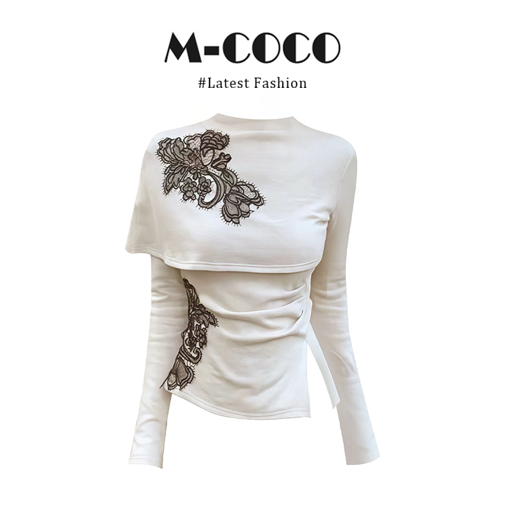 新中式刺绣假两件长袖T恤女秋冬巨好看绝美上衣半高领打底衫内搭