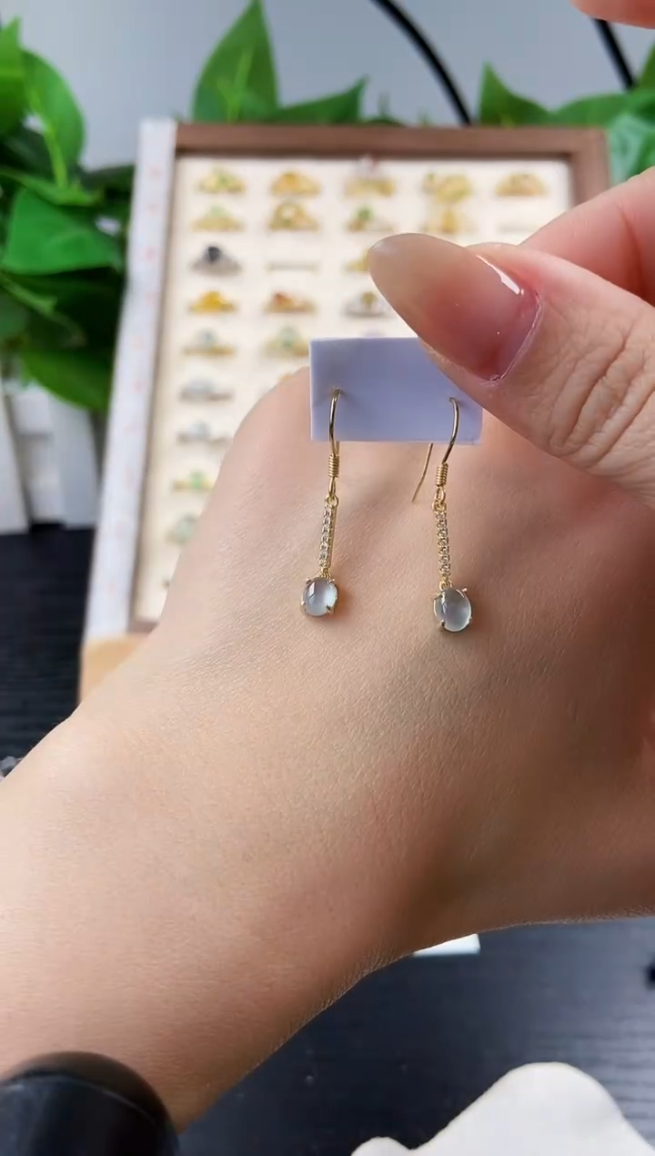 银S925镶嵌翡翠耳饰12