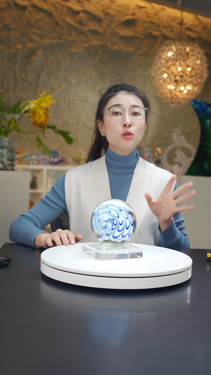 手工艺品琉璃九****⁹宝石蓝双色设计款琉璃球