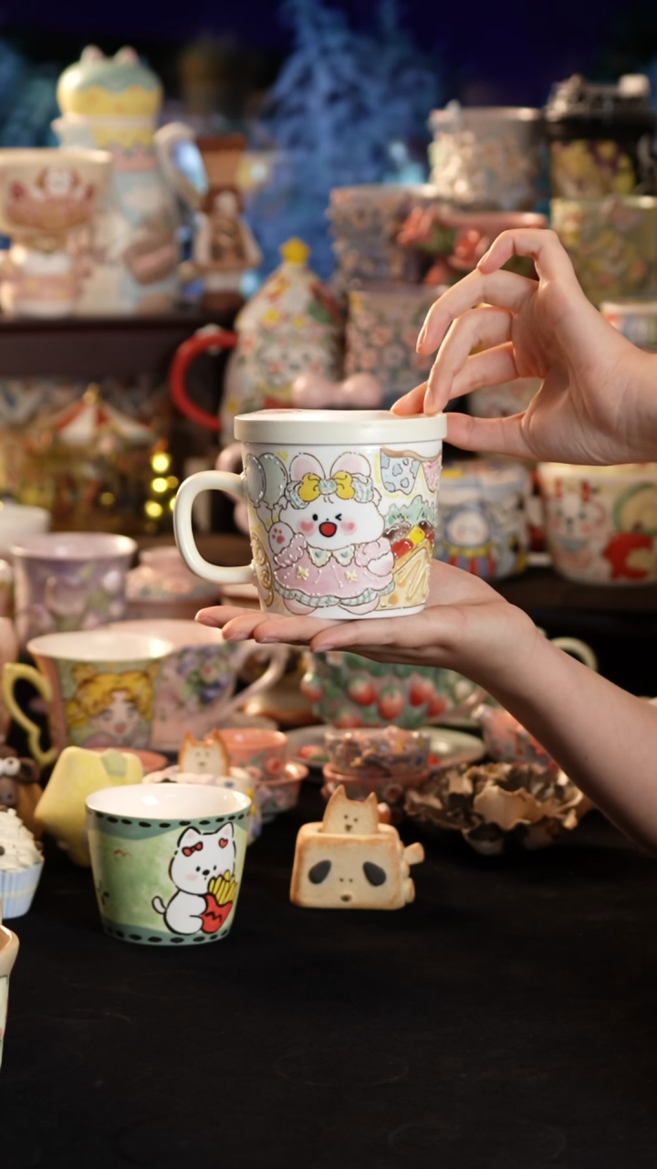 摆件陶景德镇釉下彩手绘设计师款陶瓷