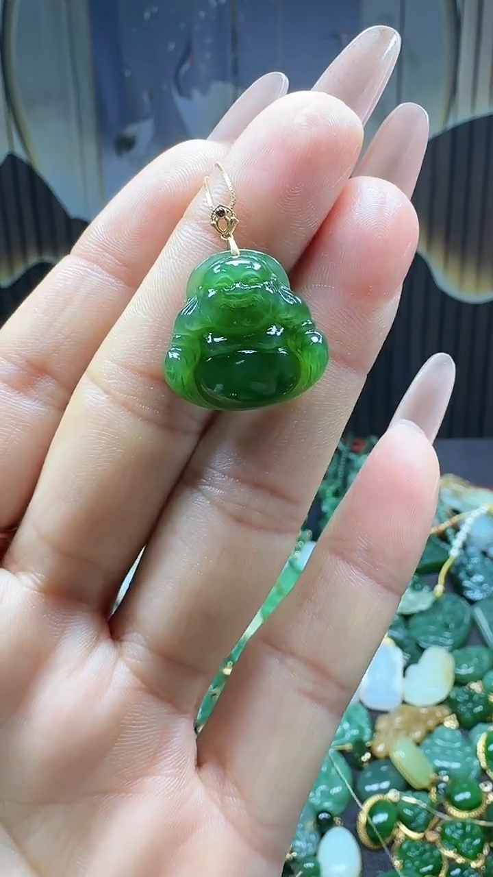 【闪购商品】和田玉吊坠(不含链)18K金镶嵌1