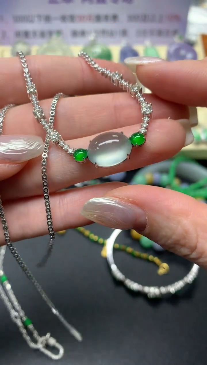 【闪购商品】翡翠套链18K金镶嵌套链|39800+3980
