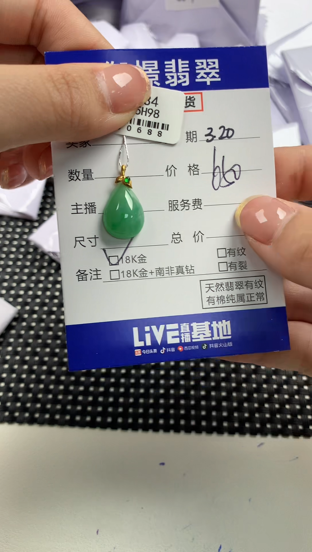 翡翠18K金镶嵌颈饰13                