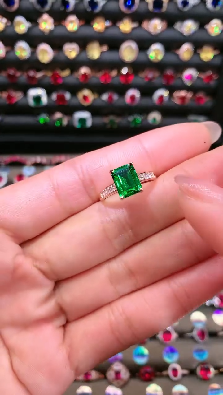 【闪购商品】透辉石戒指银S925镶嵌79玫瑰金