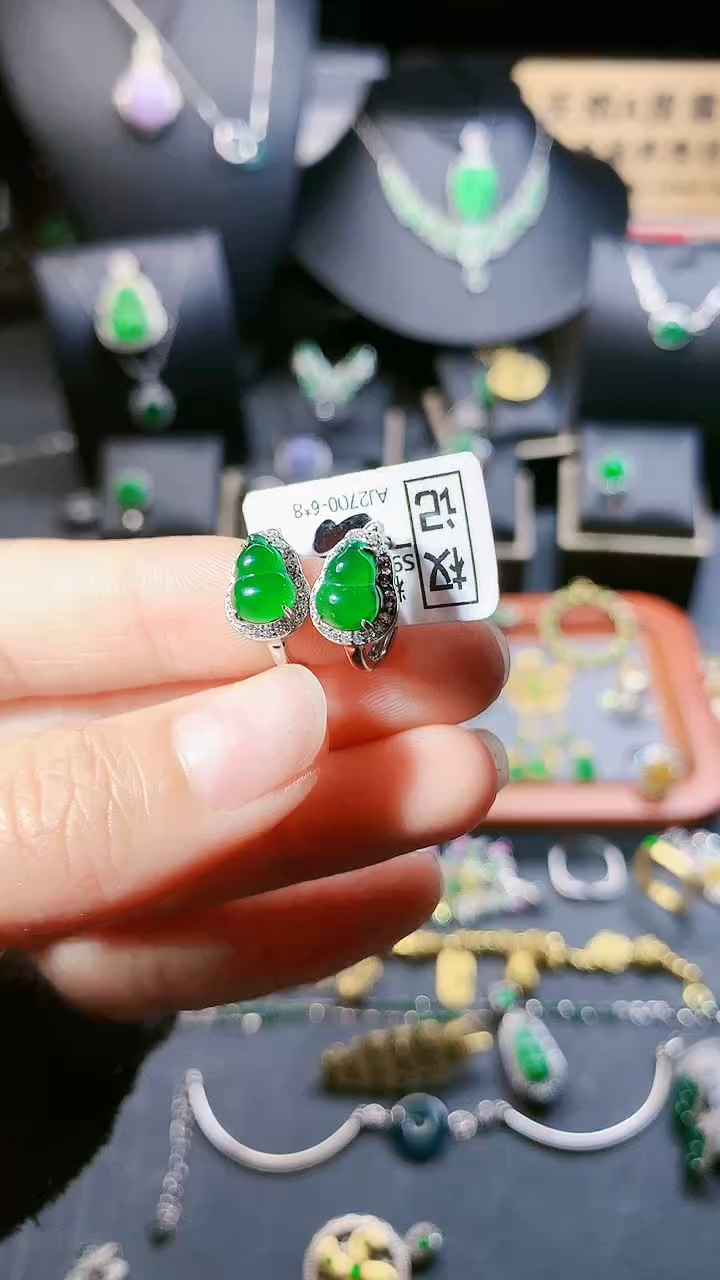 【闪购商品】翡翠耳饰银S925镶嵌耳饰
